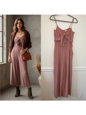 Twik Front Tie Cropped Jumpsuit L